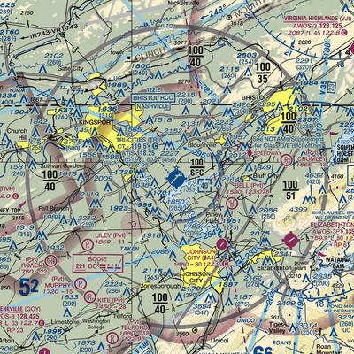 Tri-Cities Regional TN/VA Airport (TRI) VFR Sectional  Gaming Mouse Pad