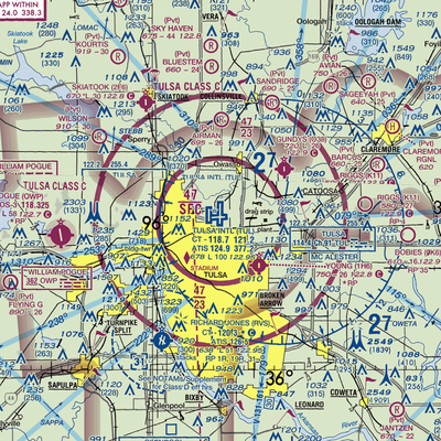 Tulsa International Airport (TUL) VFR Sectional  Gaming Mouse Pad