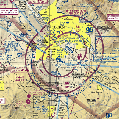 Tucson International Airport (TUS) VFR Sectional  Gaming Mouse Pad