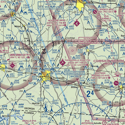 Thomasville Regional Airport (TVI) VFR Sectional  Gaming Mouse Pad