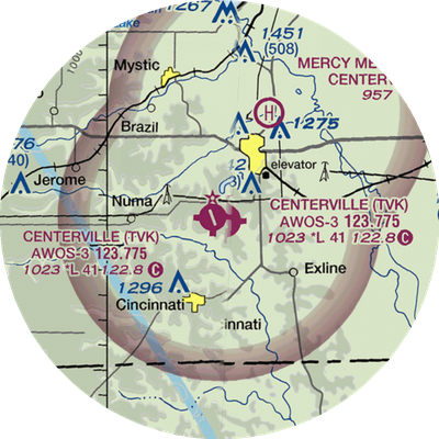 Centerville Municipal Airport (TVK) VFR Sectional  Gaming Mouse Pad