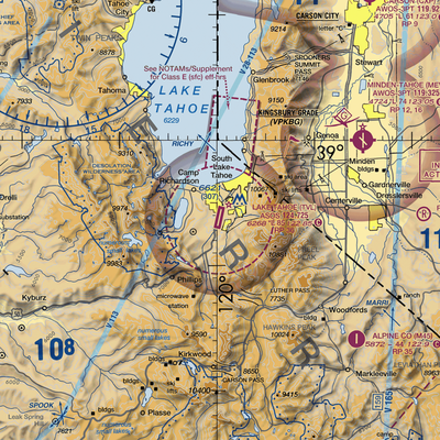 Lake Tahoe Airport (TVL) VFR Sectional  Gaming Mouse Pad