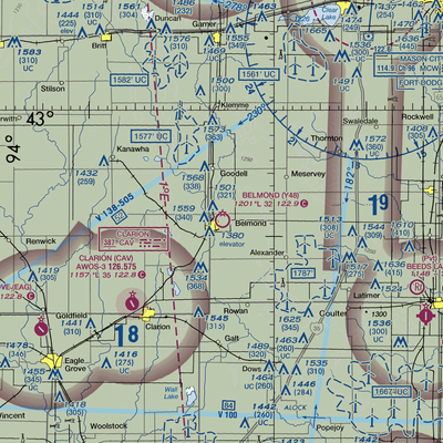 Belmond Municipal Airport (Y48) VFR Sectional  Gaming Mouse Pad