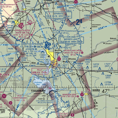 Moses Lake Municipal Airport (W20) VFR Sectional  Gaming Mouse Pad