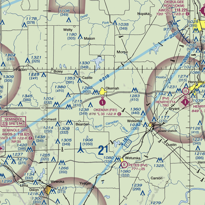 Okemah Municipal Airport (F81) VFR Sectional  Gaming Mouse Pad