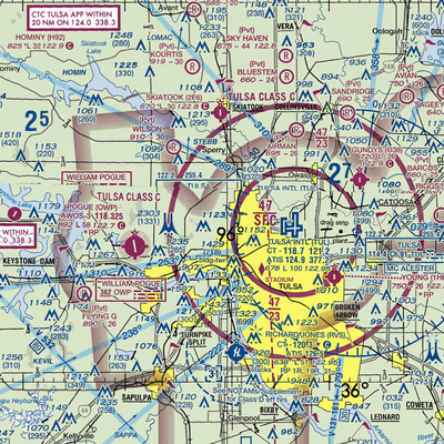 Tulsa Downtown Airpark (TNR) VFR Sectional  Gaming Mouse Pad