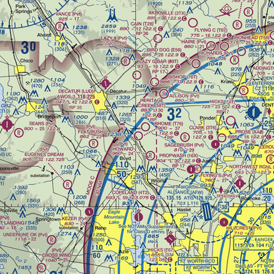 Rhome Meadows Airport (T76) VFR Sectional  Gaming Mouse Pad