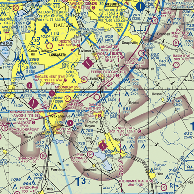 Dallas South Port Airport (T13) VFR Sectional  Gaming Mouse Pad