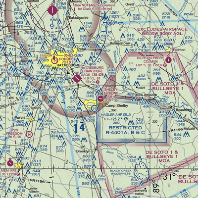 Shelby Auxiliary Field One Airport (SH1) VFR Sectional  Gaming Mouse Pad