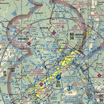 Scranton Municipal Airport. (SCR) VFR Sectional  Gaming Mouse Pad