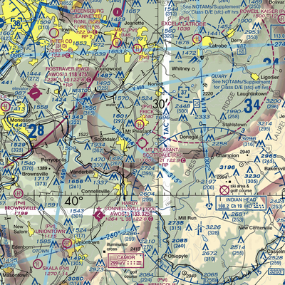 Mount Pleasant/Scottdale Airport (P45) VFR Sectional  Gaming Mouse Pad