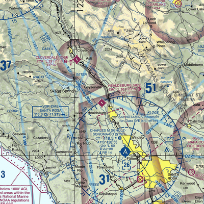 Healdsburg Municipal Airport (HES) VFR Sectional  Gaming Mouse Pad