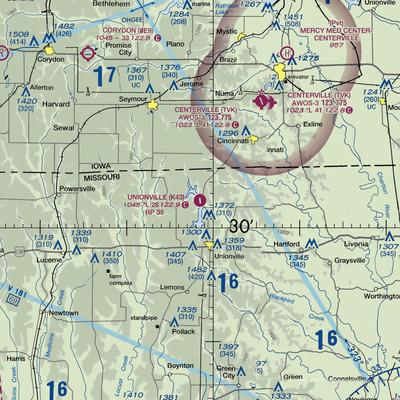 Unionville Municipal Airport (K43) VFR Sectional  Gaming Mouse Pad