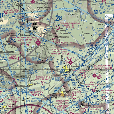 Birchwood-Pocono Airport (ESP) VFR Sectional  Gaming Mouse Pad