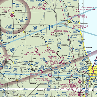 Yale Airport (D20) VFR Sectional  Gaming Mouse Pad