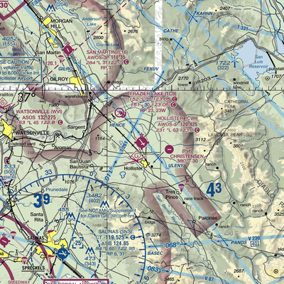 Hollister Municipal Airport (CVH) VFR Sectional  Gaming Mouse Pad