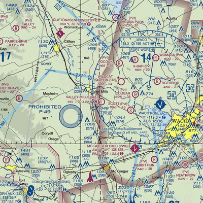 Valley Mills Municipal Airport (9F1) VFR Sectional  Gaming Mouse Pad