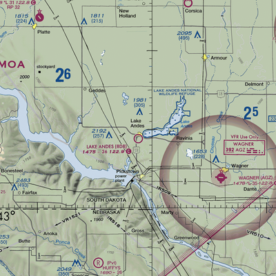 Lake Andes Municipal Airport (8D8) VFR Sectional  Gaming Mouse Pad