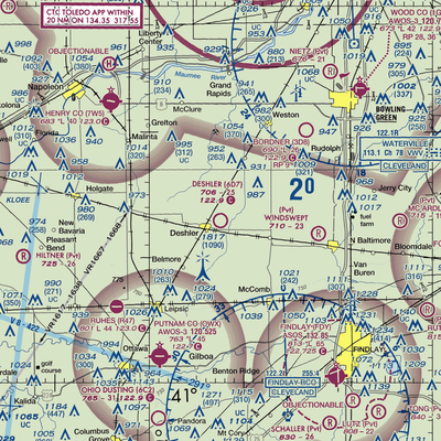 Deshler Municipal Landing Strip (6D7) VFR Sectional  Gaming Mouse Pad