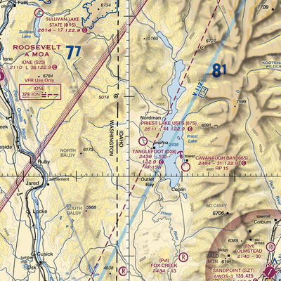 Priest Lake Usfs Airport (67S) VFR Sectional  Gaming Mouse Pad