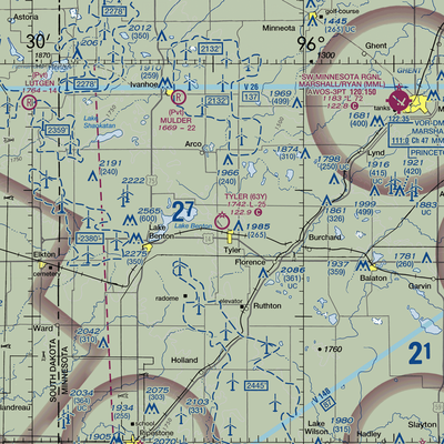 Tyler Municipal Airport (63Y) VFR Sectional  Gaming Mouse Pad