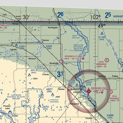 Bowbells Municipal Airport (5B4) VFR Sectional  Gaming Mouse Pad