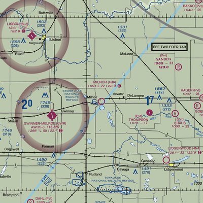 Milnor Municipal Airport (4R6) VFR Sectional  Gaming Mouse Pad