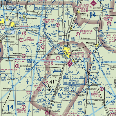 Kankakee Airport (3KK) VFR Sectional  Gaming Mouse Pad