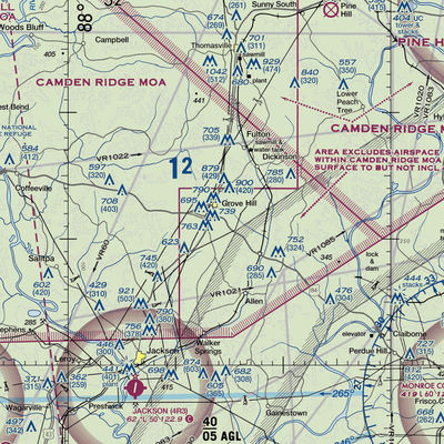 Grove Hill Municipal Airport (3A0) VFR Sectional  Gaming Mouse Pad