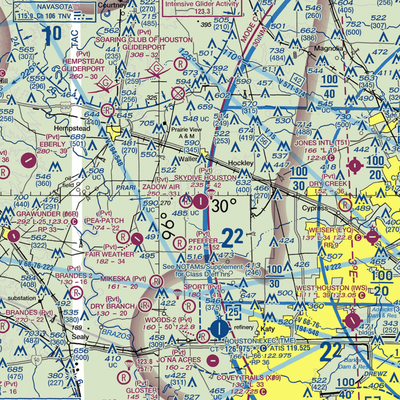 Skydive Houston Airport (37X) VFR Sectional  Gaming Mouse Pad