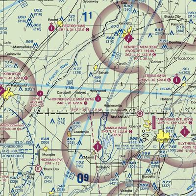 Hornersville Memorial Airport (37M) VFR Sectional  Gaming Mouse Pad