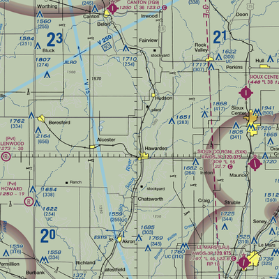 Hawarden Municipal Airport (2Y2) VFR Sectional  Gaming Mouse Pad