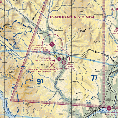 Twisp Municipal Airport (2S0) VFR Sectional  Gaming Mouse Pad