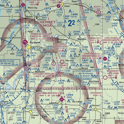 Mecosta Morton Airport (27C) VFR Sectional  Gaming Mouse Pad