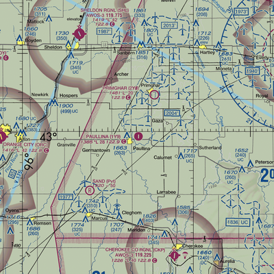 Paullina Municipal Airport (1Y9) VFR Sectional  Gaming Mouse Pad