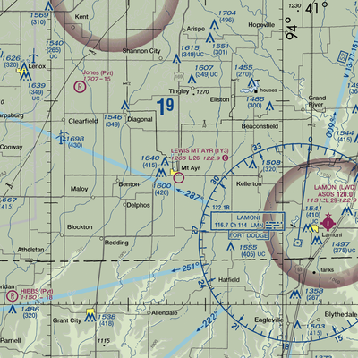 Judge Lewis Field Mt Ayr Municipal Airport (1Y3) VFR Sectional  Gaming Mouse Pad