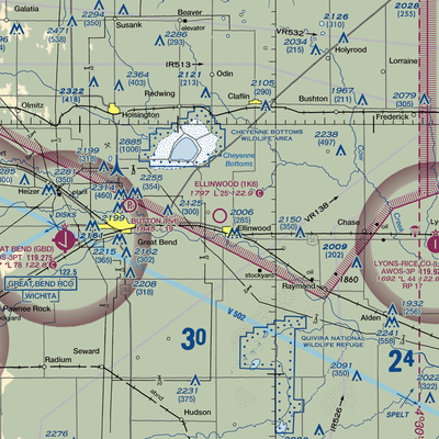 Ellinwood Municipal Airport (1K6) VFR Sectional  Gaming Mouse Pad