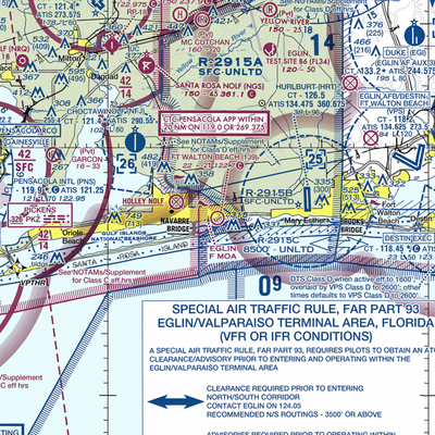 Fort Walton Beach Airport (1J9) VFR Sectional  Gaming Mouse Pad