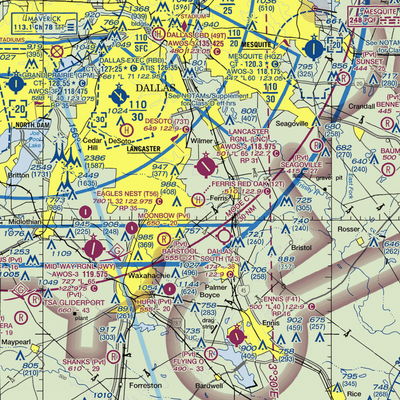 Ferris Red Oak Municipal Heliport (12T) VFR Sectional  Gaming Mouse Pad