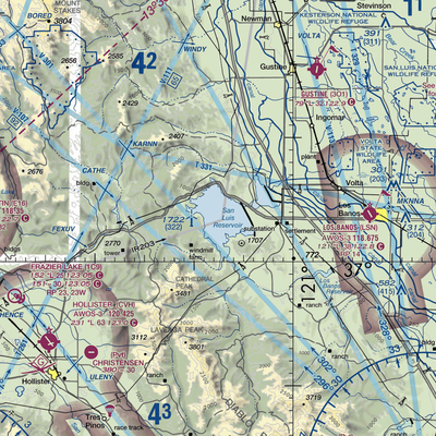 San Luis Reservoir Seaplane Base (0O0) VFR Sectional  Gaming Mouse Pad