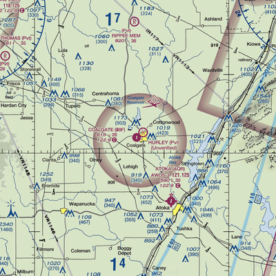 City of Coalgate Airport (08F) VFR Sectional  Gaming Mouse Pad