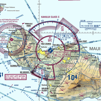 Kahului Airport (OGG) VFR Sectional  Gaming Mouse Pad