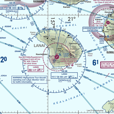 Lanai Airport (LNY) VFR Sectional  Gaming Mouse Pad