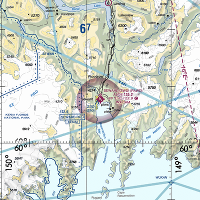 Seward Airport (SWD) VFR Sectional  Gaming Mouse Pad