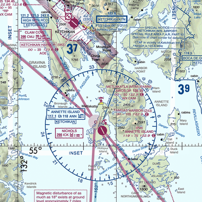 Metlakatla Seaplane Base (MTM) VFR Sectional  Gaming Mouse Pad