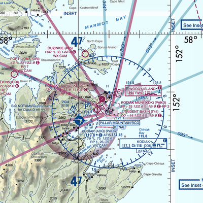 Kodiak Municipal Airport (KDK) VFR Sectional  Gaming Mouse Pad