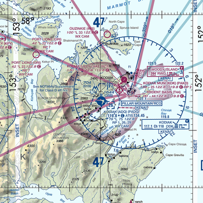 Kodiak Airport (ADQ) VFR Sectional  Gaming Mouse Pad