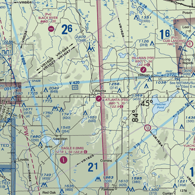 Atlanta Municipal Airport (Y93) VFR Sectional  Gaming Mouse Pad