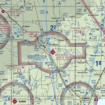 West Branch Community Airport (Y31) VFR Sectional  Gaming Mouse Pad