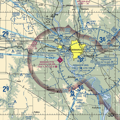 Mandan Municipal Airport (Y19) VFR Sectional  Gaming Mouse Pad